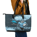 Personalised Cronulla Sutherland Sharks Rugby Leather Tote Bag Sharkies Mascot - Sporty Splash Art Style