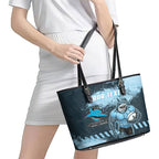 Personalised Cronulla Sutherland Sharks Rugby Leather Tote Bag Sharkies Mascot - Sporty Splash Art Style