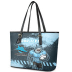 Personalised Cronulla Sutherland Sharks Rugby Leather Tote Bag Sharkies Mascot - Sporty Splash Art Style