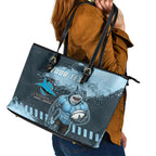 Personalised Cronulla Sutherland Sharks Rugby Leather Tote Bag Sharkies Mascot - Sporty Splash Art Style