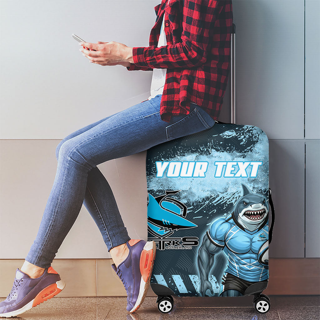 Personalised Cronulla Sutherland Sharks Rugby Luggage Cover Sharkies Mascot - Sporty Splash Art Style