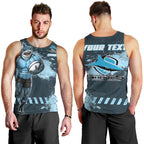 Personalised Cronulla Sutherland Sharks Rugby Men Tank Top Sharkies Mascot - Sporty Splash Art Style