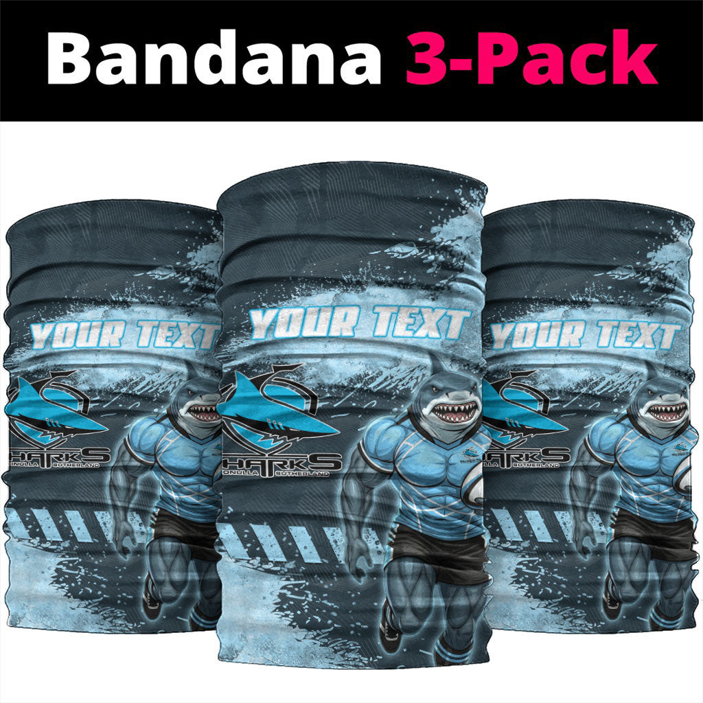 Personalised Cronulla Sutherland Sharks Rugby Neck Gaiter Sharkies Mascot - Sporty Splash Art Style