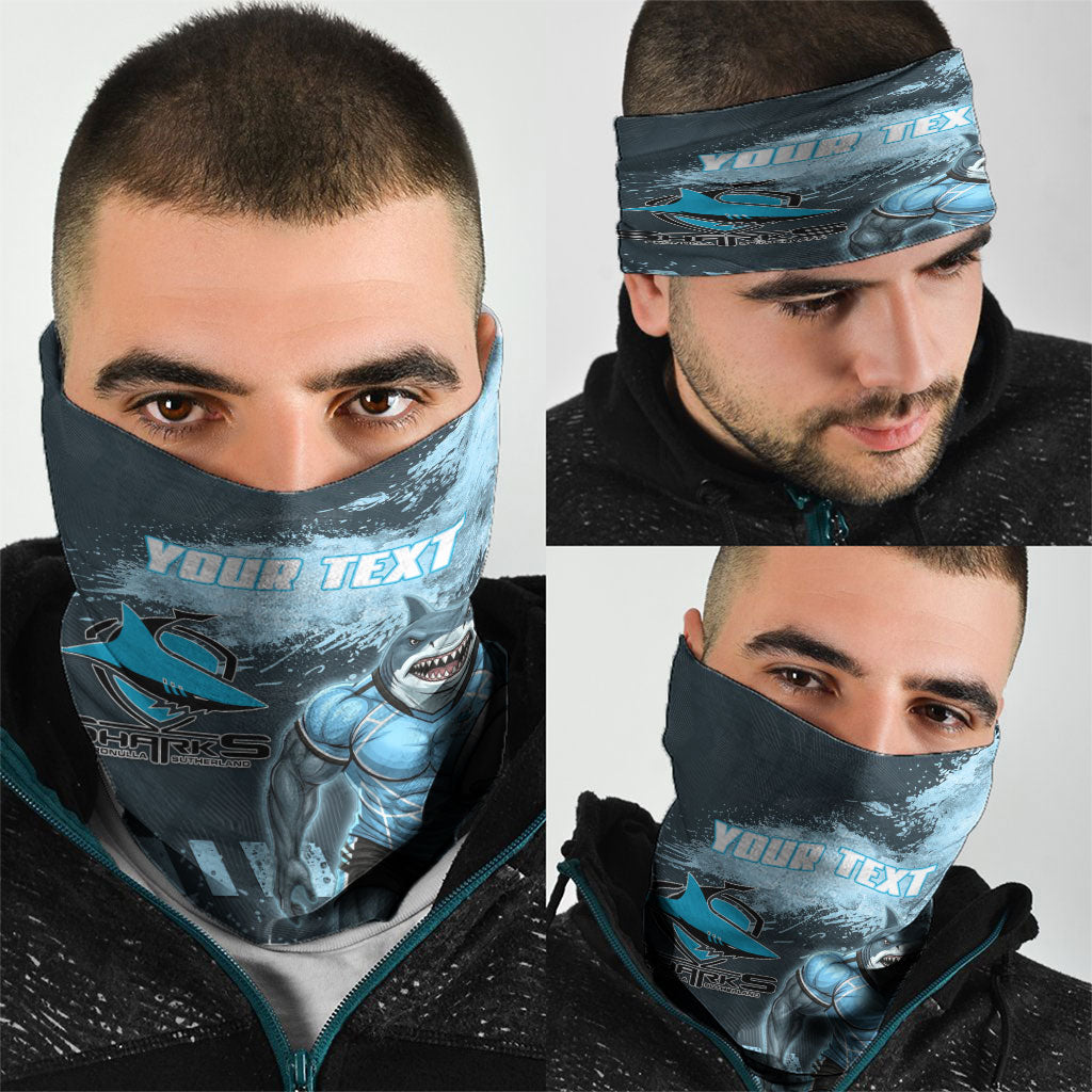 Personalised Cronulla Sutherland Sharks Rugby Neck Gaiter Sharkies Mascot - Sporty Splash Art Style