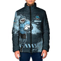 Personalised Cronulla Sutherland Sharks Rugby Padded Jacket Sharkies Mascot - Sporty Splash Art Style