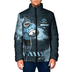 Personalised Cronulla Sutherland Sharks Rugby Padded Jacket Sharkies Mascot - Sporty Splash Art Style