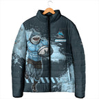 Personalised Cronulla Sutherland Sharks Rugby Padded Jacket Sharkies Mascot - Sporty Splash Art Style