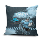 Personalised Cronulla Sutherland Sharks Rugby Pillow Cover Sharkies Mascot - Sporty Splash Art Style