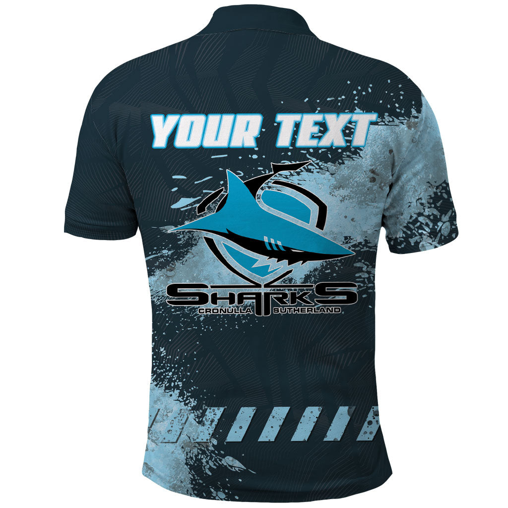 Personalised Cronulla Sutherland Sharks Rugby Polo Shirt Sharkies Mascot - Sporty Splash Art Style