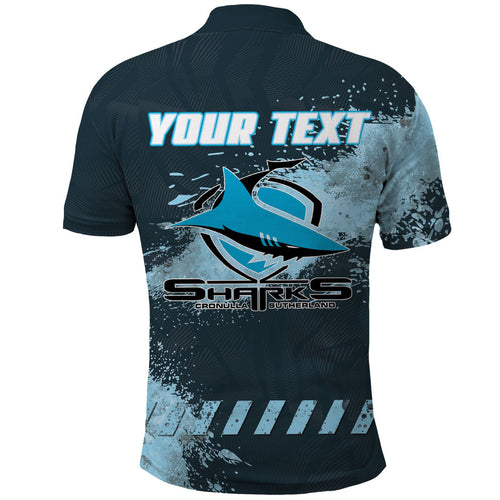 Personalised Cronulla Sutherland Sharks Rugby Polo Shirt Sharkies Mascot - Sporty Splash Art Style