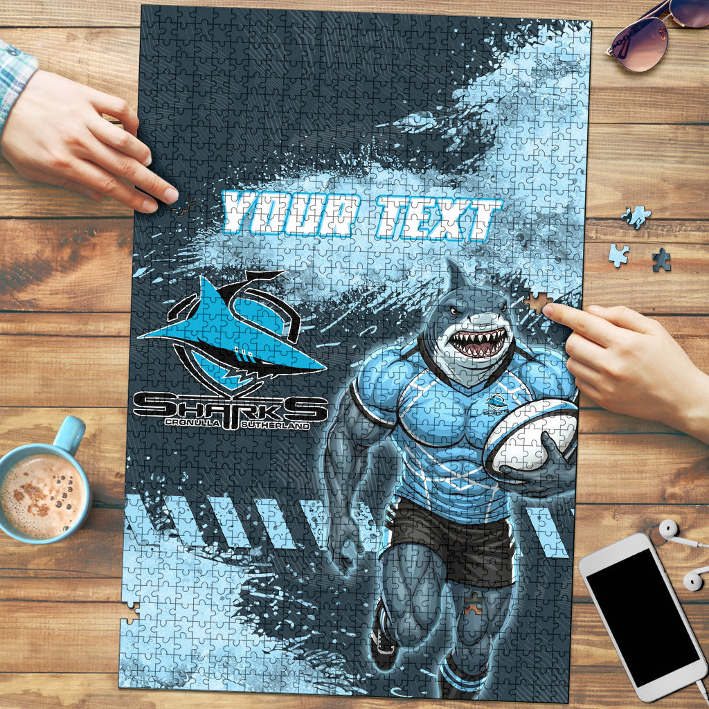Personalised Cronulla Sutherland Sharks Rugby Puzzle Sharkies Mascot - Sporty Splash Art Style
