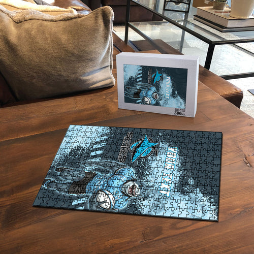 Personalised Cronulla Sutherland Sharks Rugby Puzzle Sharkies Mascot - Sporty Splash Art Style