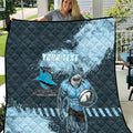 Personalised Cronulla Sutherland Sharks Rugby Quilt Sharkies Mascot - Sporty Splash Art Style