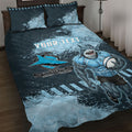 Personalised Cronulla Sutherland Sharks Rugby Quilt Bed Set Sharkies Mascot - Sporty Splash Art Style