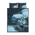 Personalised Cronulla Sutherland Sharks Rugby Quilt Bed Set Sharkies Mascot - Sporty Splash Art Style