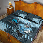 Personalised Cronulla Sutherland Sharks Rugby Quilt Bed Set Sharkies Mascot - Sporty Splash Art Style
