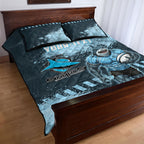 Personalised Cronulla Sutherland Sharks Rugby Quilt Bed Set Sharkies Mascot - Sporty Splash Art Style