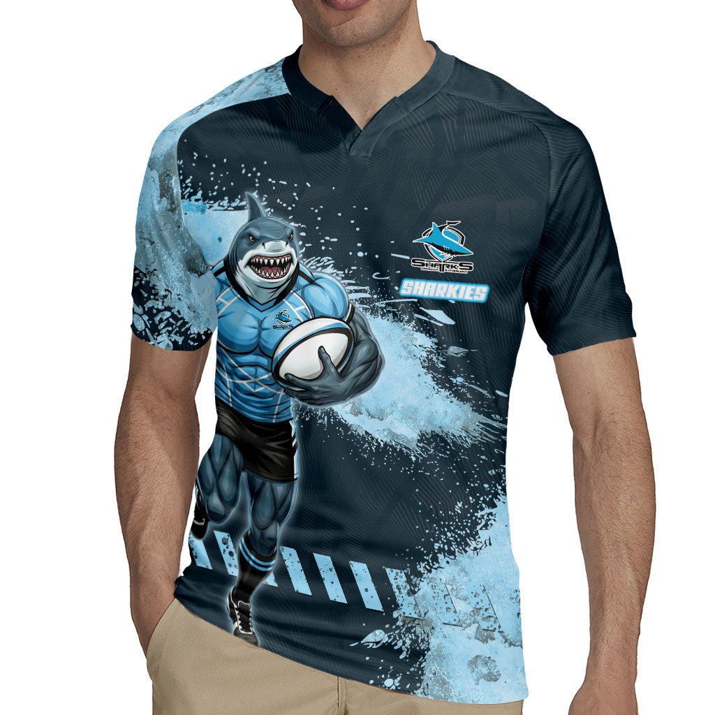 Personalised Cronulla Sutherland Sharks Rugby Rugby Jersey Sharkies Mascot - Sporty Splash Art Style
