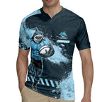 Personalised Cronulla Sutherland Sharks Rugby Rugby Jersey Sharkies Mascot - Sporty Splash Art Style