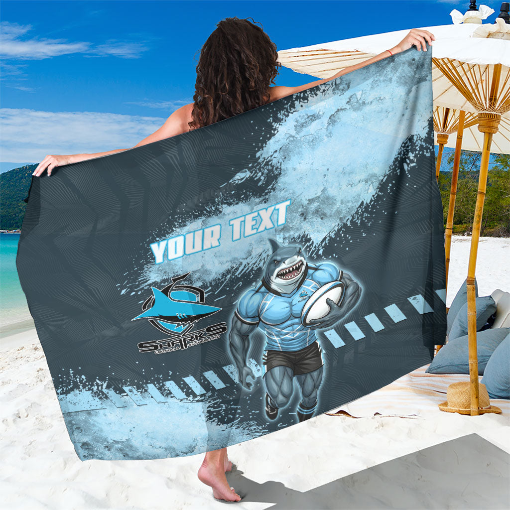 Personalised Cronulla Sutherland Sharks Rugby Sarong Sharkies Mascot - Sporty Splash Art Style