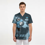 Personalised Cronulla Sutherland Sharks Rugby Scrub Top Sharkies Mascot - Sporty Splash Art Style