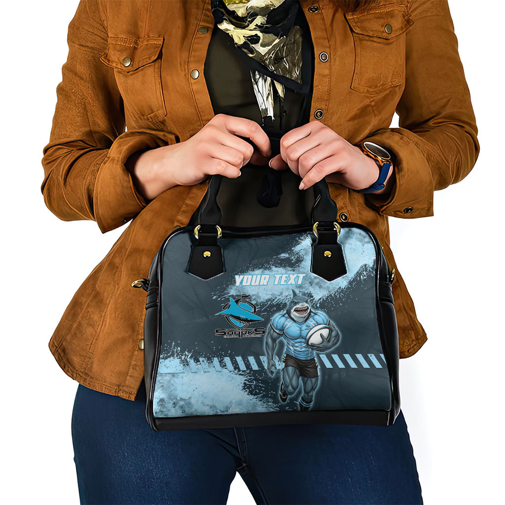Personalised Cronulla Sutherland Sharks Rugby Shoulder Handbag Sharkies Mascot - Sporty Splash Art Style
