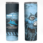 Personalised Cronulla Sutherland Sharks Rugby Skinny Tumbler Sharkies Mascot - Sporty Splash Art Style
