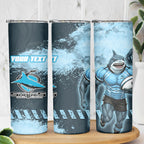 Personalised Cronulla Sutherland Sharks Rugby Skinny Tumbler Sharkies Mascot - Sporty Splash Art Style