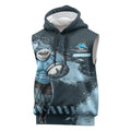 Personalised Cronulla Sutherland Sharks Rugby Sleeveless Hoodie Sharkies Mascot - Sporty Splash Art Style