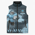Personalised Cronulla Sutherland Sharks Rugby Sleeveless Puffer Jacket Sharkies Mascot - Sporty Splash Art Style
