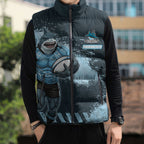 Personalised Cronulla Sutherland Sharks Rugby Sleeveless Puffer Jacket Sharkies Mascot - Sporty Splash Art Style