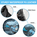 Personalised Cronulla Sutherland Sharks Rugby Spare Tire Cover Sharkies Mascot - Sporty Splash Art Style