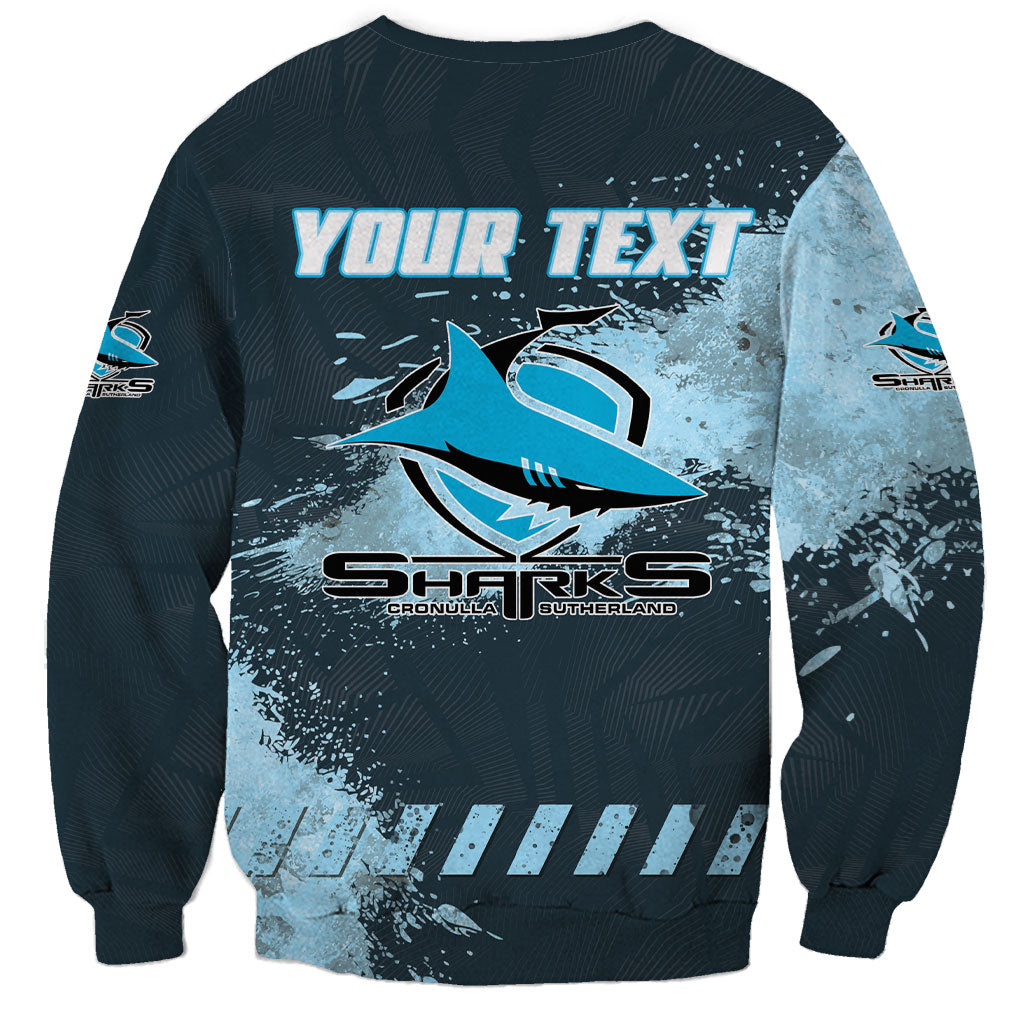 Personalised Cronulla Sutherland Sharks Rugby Sweatshirt Sharkies Mascot - Sporty Splash Art Style