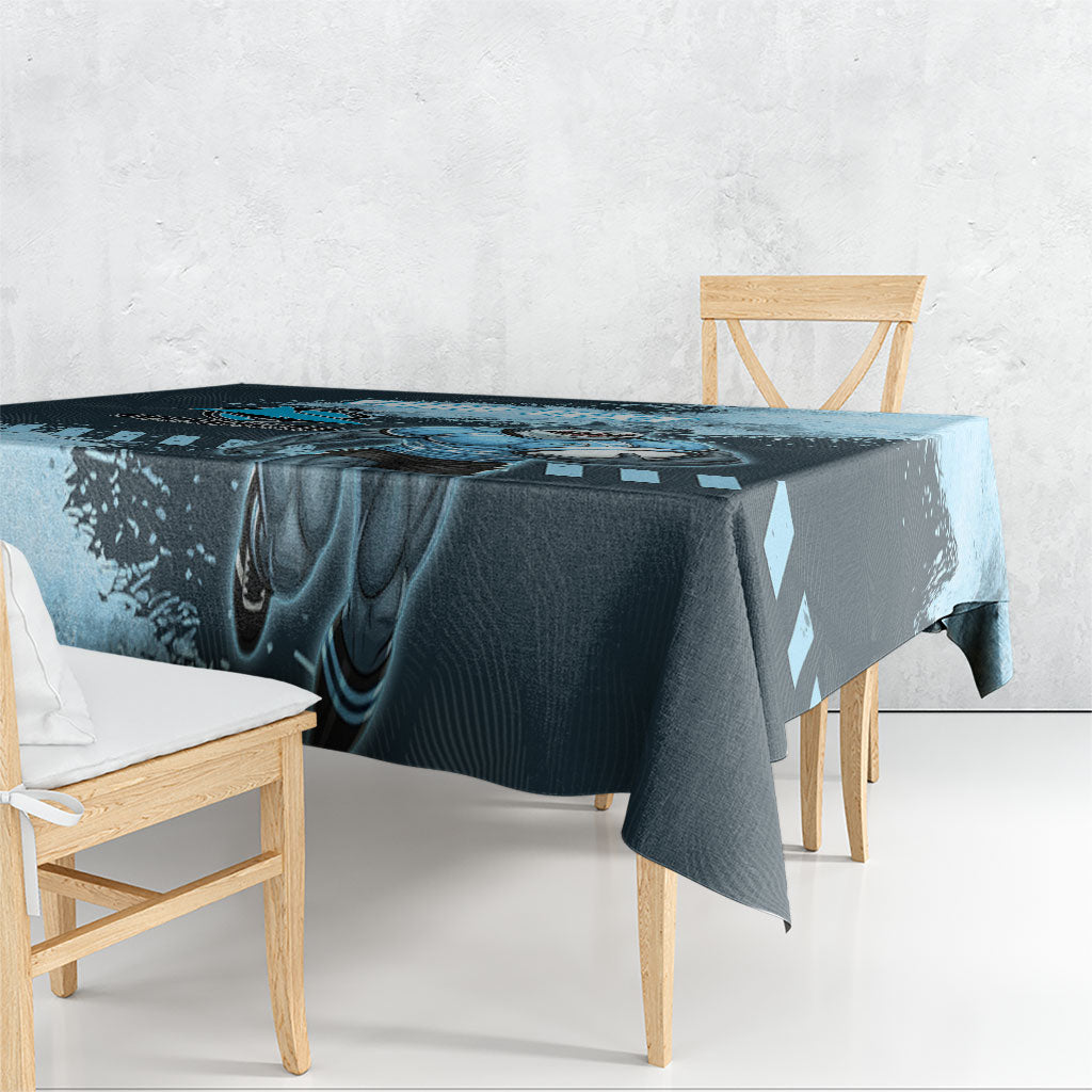 Personalised Cronulla Sutherland Sharks Rugby Tablecloth Sharkies Mascot - Sporty Splash Art Style