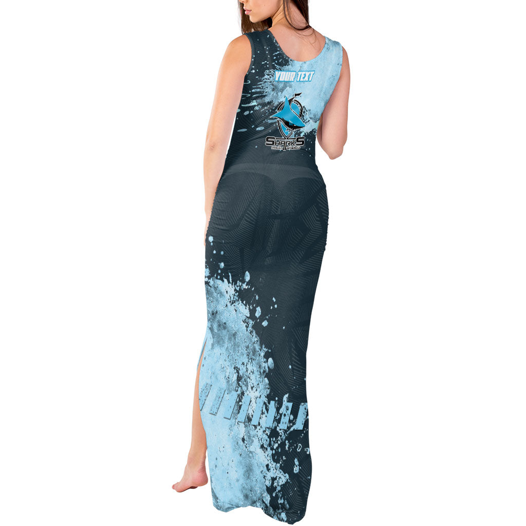 Personalised Cronulla Sutherland Sharks Rugby Tank Maxi Dress Sharkies Mascot - Sporty Splash Art Style