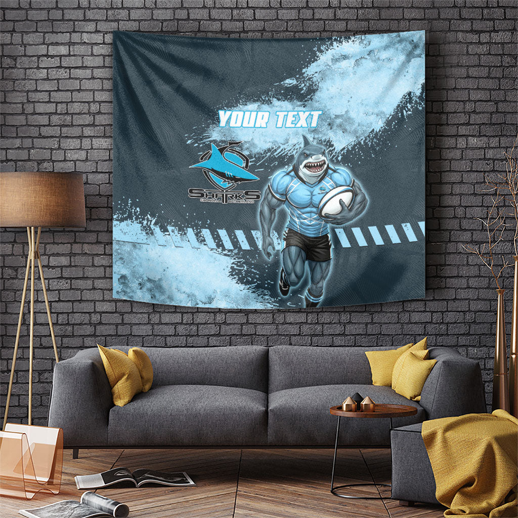 Personalised Cronulla Sutherland Sharks Rugby Tapestry Sharkies Mascot - Sporty Splash Art Style