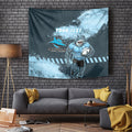 Personalised Cronulla Sutherland Sharks Rugby Tapestry Sharkies Mascot - Sporty Splash Art Style