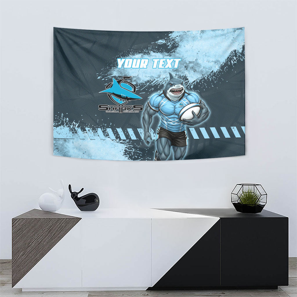 Personalised Cronulla Sutherland Sharks Rugby Tapestry Sharkies Mascot - Sporty Splash Art Style