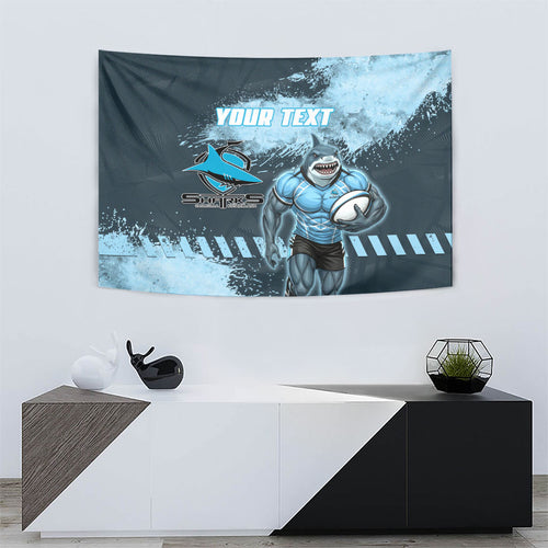 Personalised Cronulla Sutherland Sharks Rugby Tapestry Sharkies Mascot - Sporty Splash Art Style