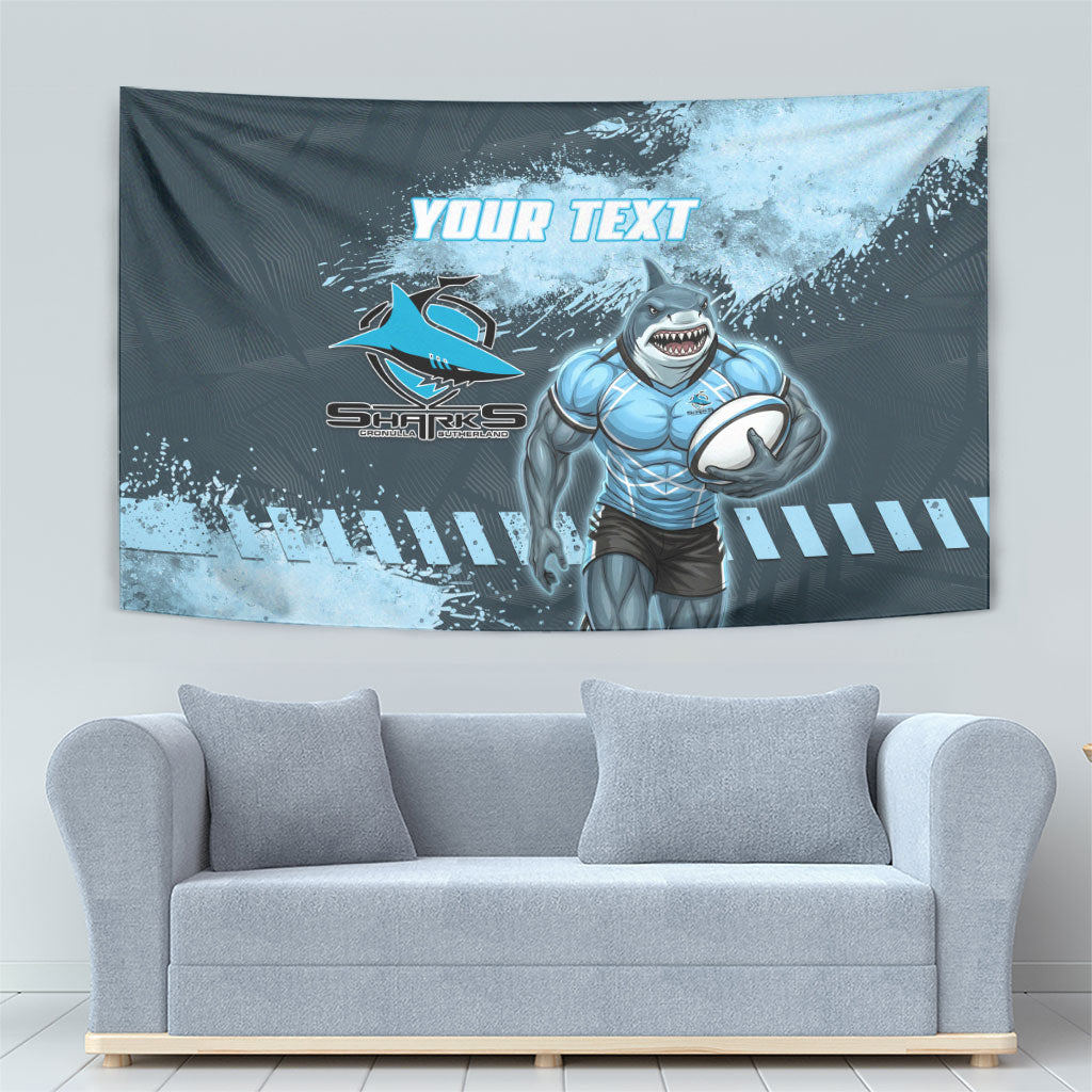 Personalised Cronulla Sutherland Sharks Rugby Tapestry Sharkies Mascot - Sporty Splash Art Style