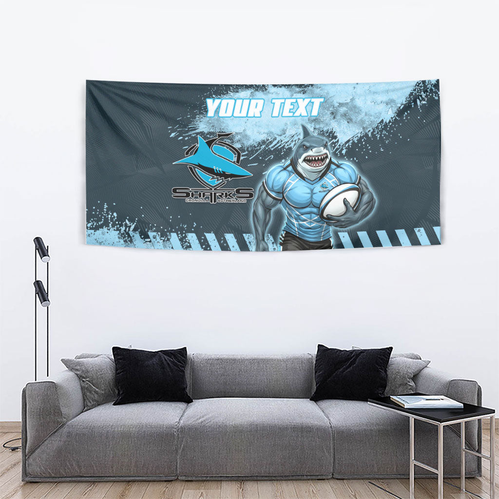 Personalised Cronulla Sutherland Sharks Rugby Tapestry Sharkies Mascot - Sporty Splash Art Style