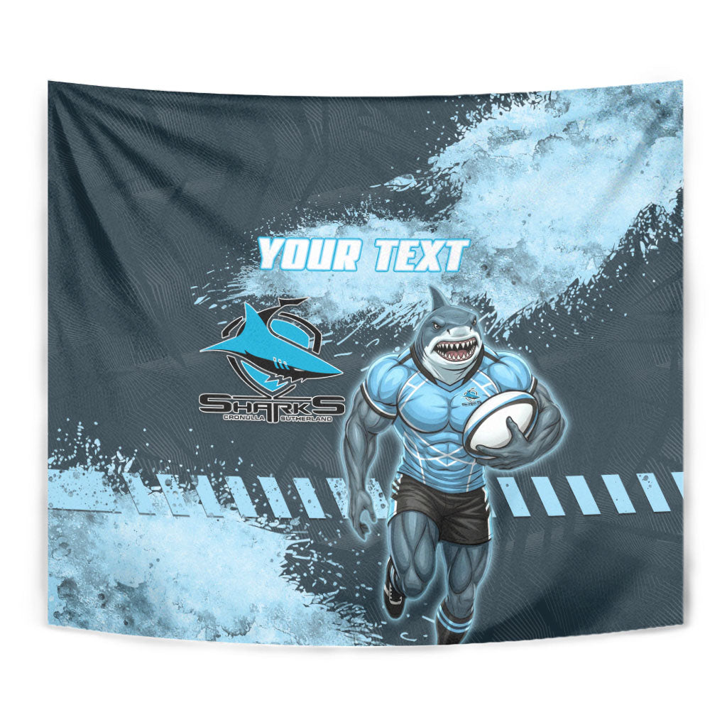 Personalised Cronulla Sutherland Sharks Rugby Tapestry Sharkies Mascot - Sporty Splash Art Style