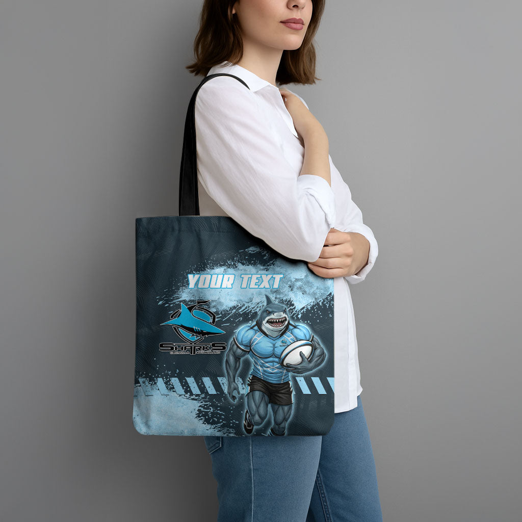 Personalised Cronulla Sutherland Sharks Rugby Tote Bag Sharkies Mascot - Sporty Splash Art Style