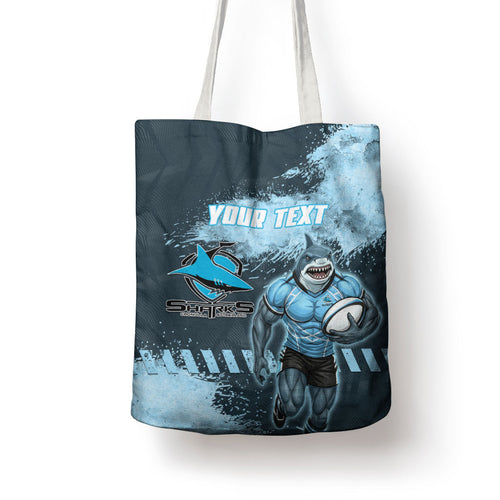 Personalised Cronulla Sutherland Sharks Rugby Tote Bag Sharkies Mascot - Sporty Splash Art Style