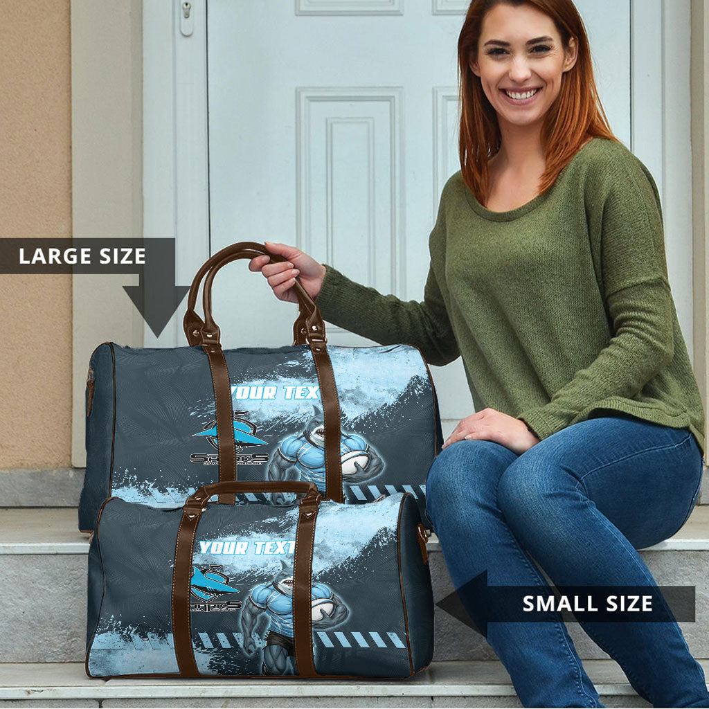 Personalised Cronulla Sutherland Sharks Rugby Travel Bag Sharkies Mascot - Sporty Splash Art Style