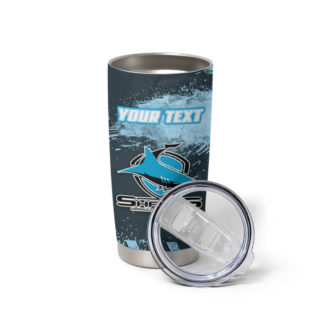 Personalised Cronulla Sutherland Sharks Rugby Tumbler Cup Sharkies Mascot - Sporty Splash Art Style