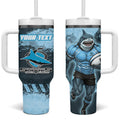 Personalised Cronulla Sutherland Sharks Rugby Tumbler With Handle Sharkies Mascot - Sporty Splash Art Style