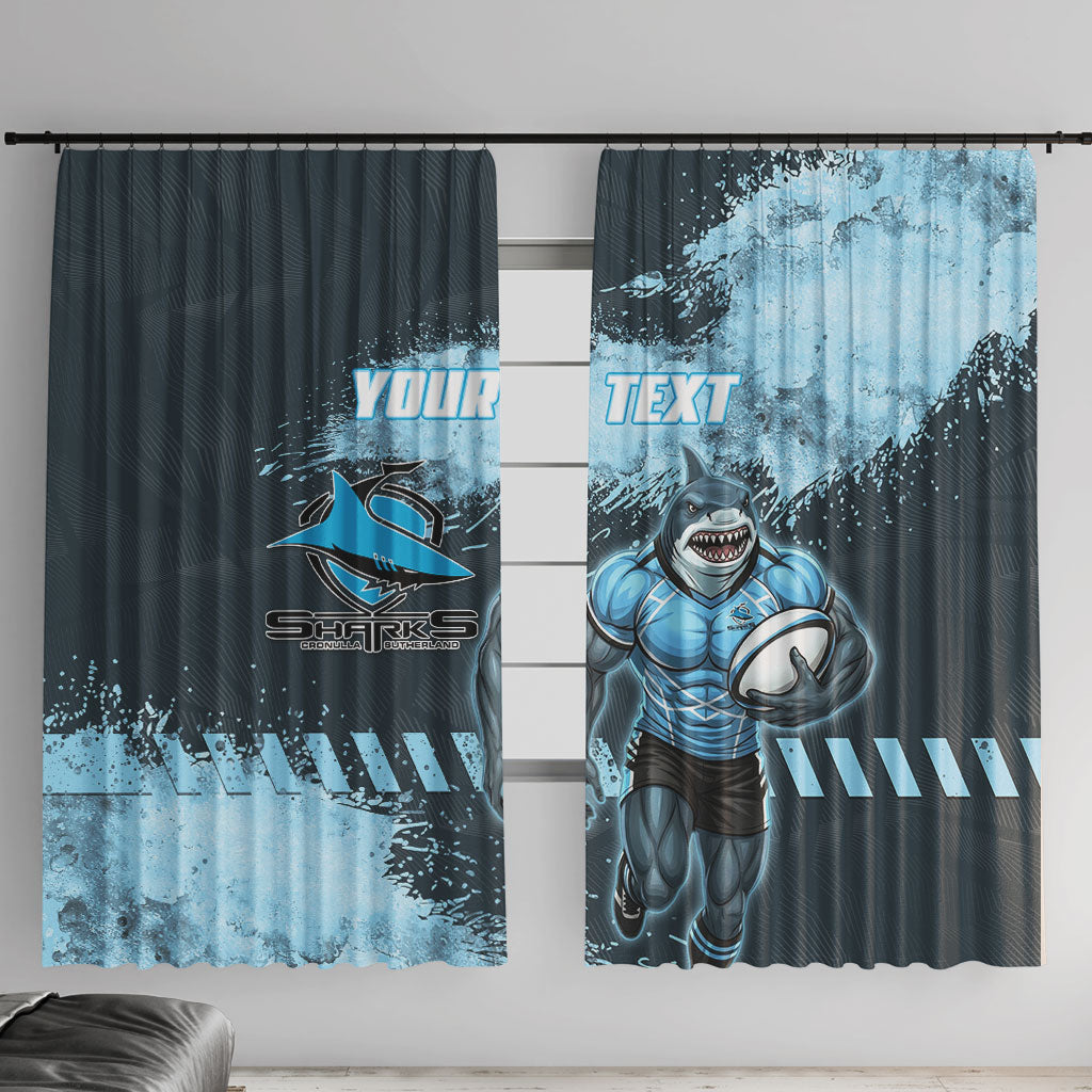 Personalised Cronulla Sutherland Sharks Rugby Window Curtain Sharkies Mascot - Sporty Splash Art Style