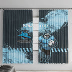 Personalised Cronulla Sutherland Sharks Rugby Window Curtain Sharkies Mascot - Sporty Splash Art Style