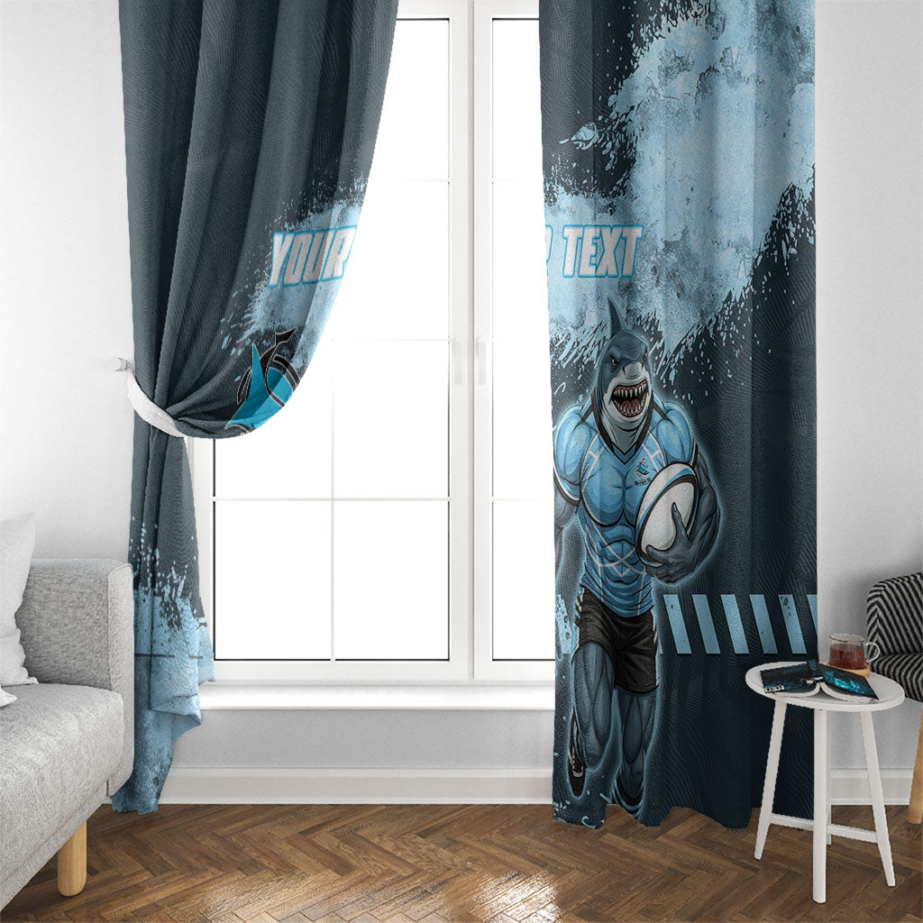 Personalised Cronulla Sutherland Sharks Rugby Window Curtain Sharkies Mascot - Sporty Splash Art Style
